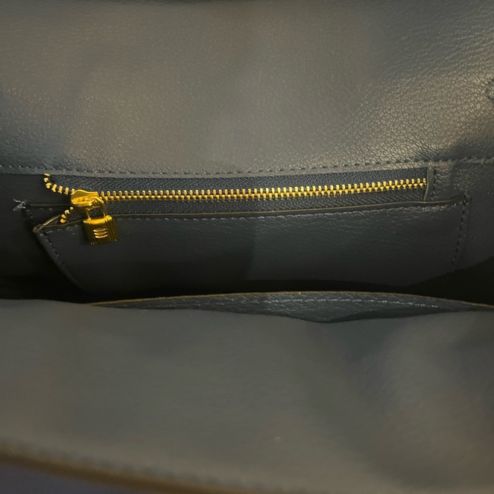 Chic Royal Blue Structured Satchel with Gold Hardware - Picture 9 of 10
